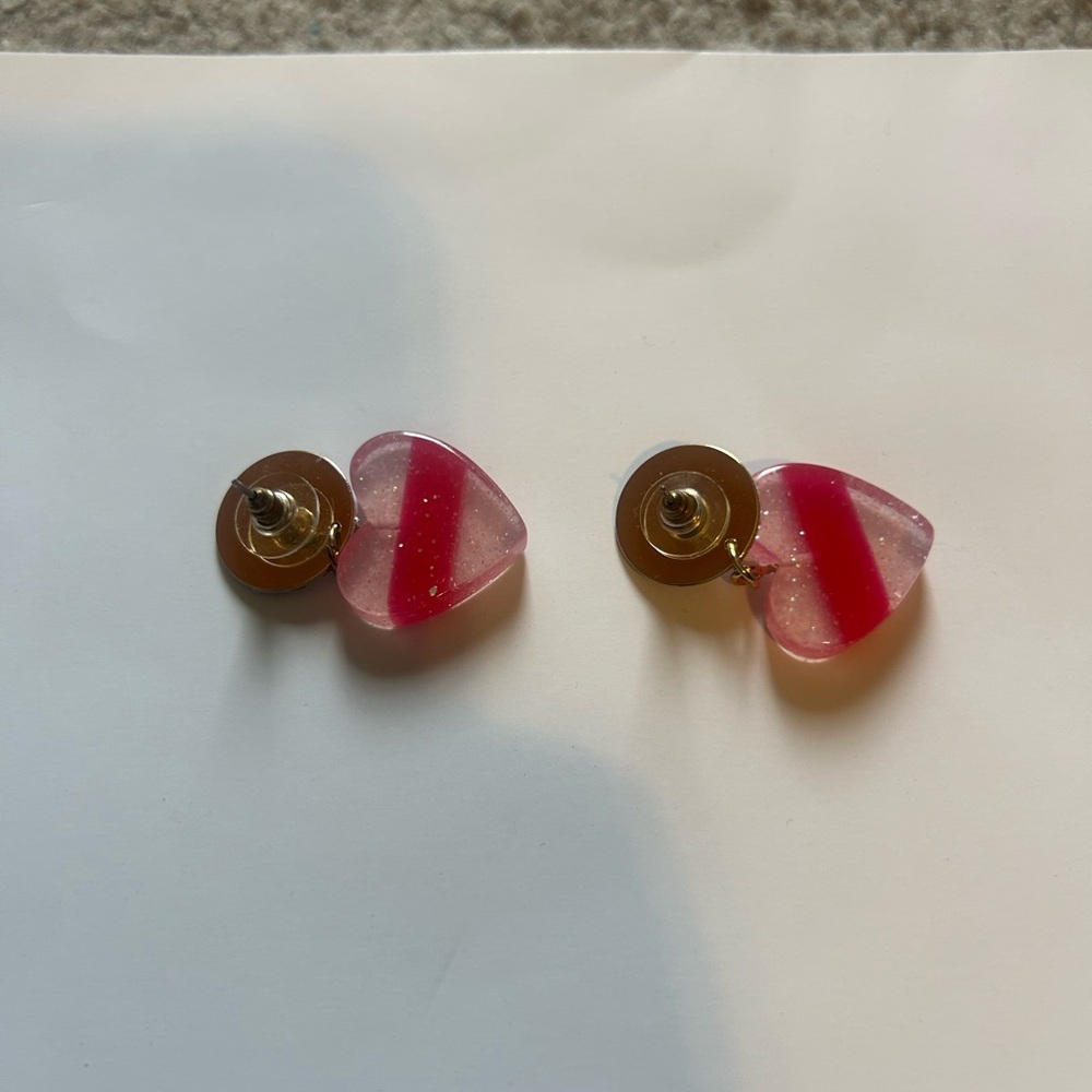 Heart-Shaped Red and Pink Earrings - Picture 3 of 7